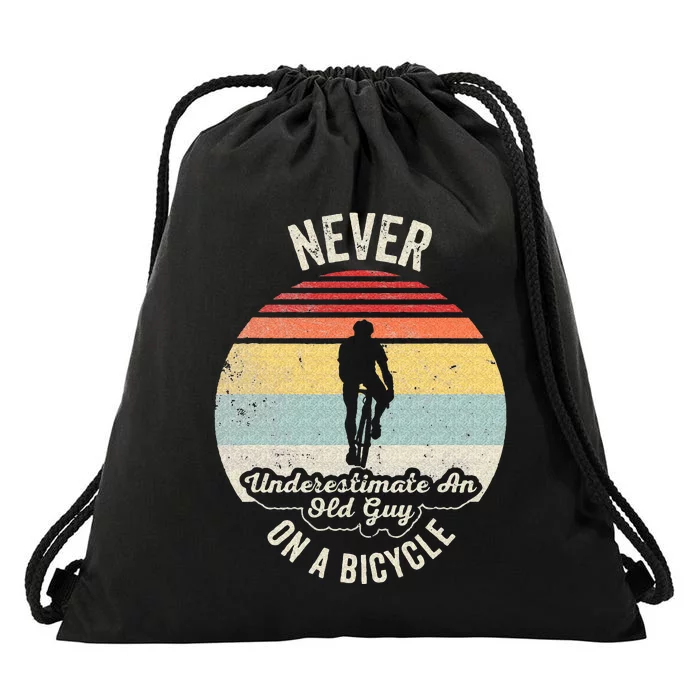 Vintage Never Underestimate An Old Guy On A Bicycle Cycling Drawstring Bag