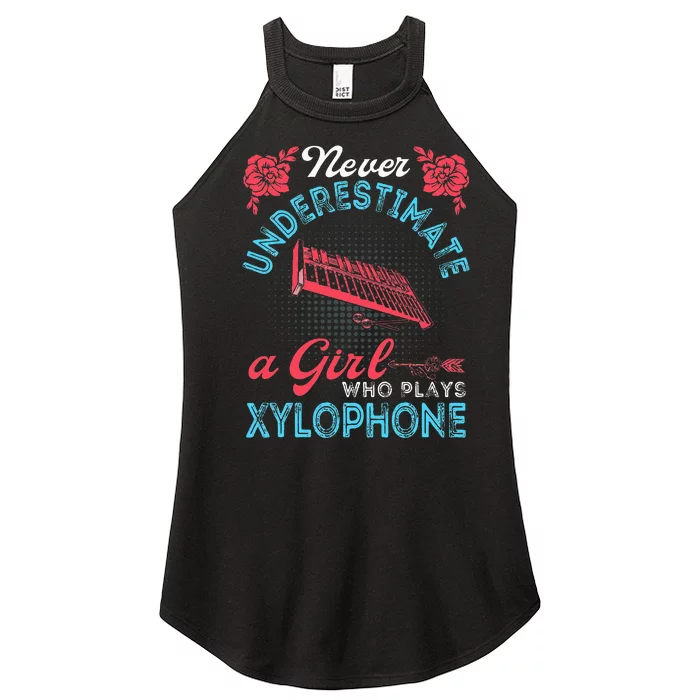 Vintage Never Underestimate Girl Who Plays Xylophone Musical Women’s Perfect Tri Rocker Tank