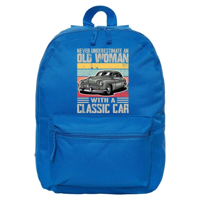 Vintage Never Underestimate An Old With Classic Car Gift 16 in Basic Backpack