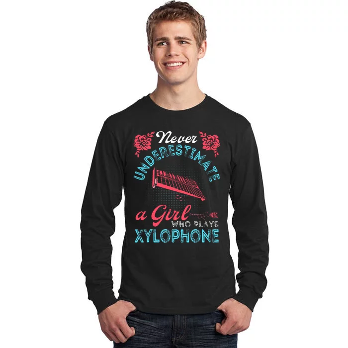 Vintage Never Underestimate Girl Who Plays Xylophone Musical Tall Long Sleeve T-Shirt