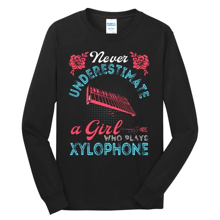 Vintage Never Underestimate Girl Who Plays Xylophone Musical Tall Long Sleeve T-Shirt