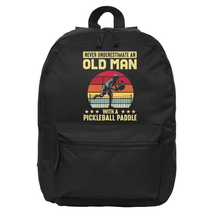 Vintage Never Underestimate An Old Man Pickleball Paddle 16 in Basic Backpack