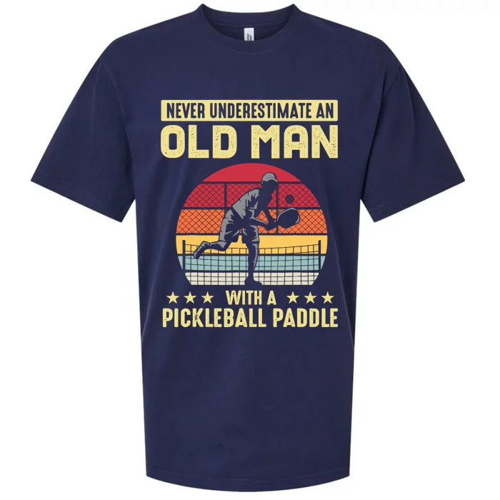 Vintage Never Underestimate An Old Man Pickleball Paddle Sueded Cloud Jersey T-Shirt