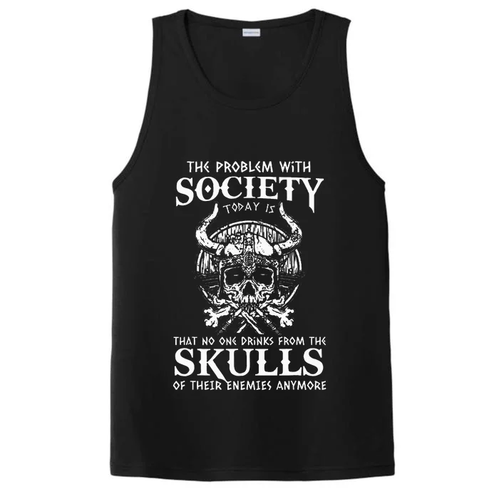 Viking Nordic Valhalla Odin Funny Society Problem Today Performance Tank