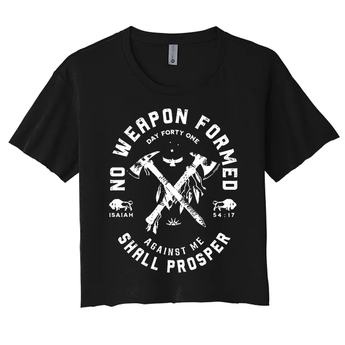 Vintage No Weapon Formed Against Me Shall Prosper Christian Women's Crop Top Tee