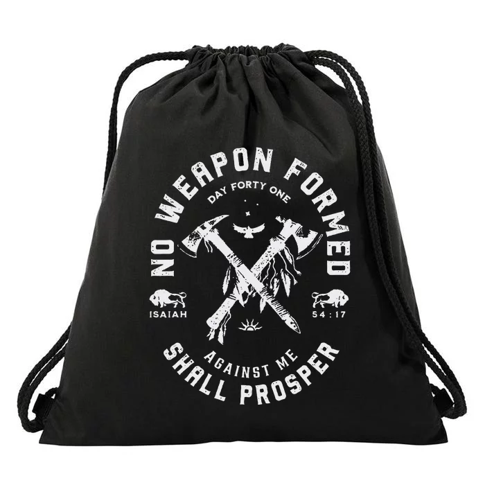 Vintage No Weapon Formed Against Me Shall Prosper Christian Drawstring Bag