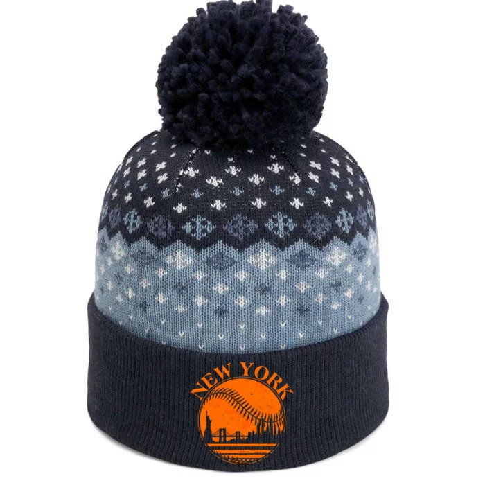 Vintage New York City Skyline Baseball The Baniff Cuffed Pom Beanie