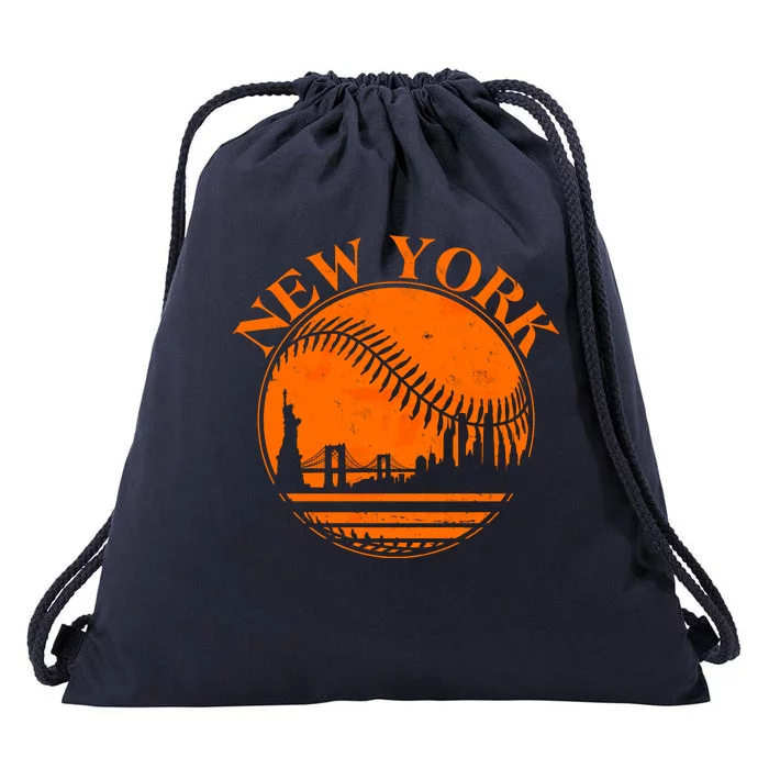 Vintage New York City Skyline Baseball Drawstring Bag