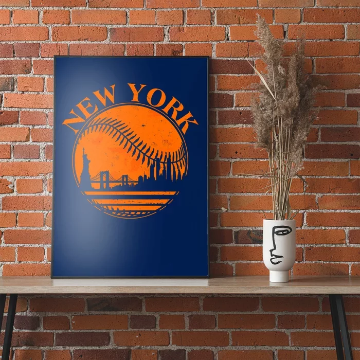 Vintage New York City Skyline Baseball Poster