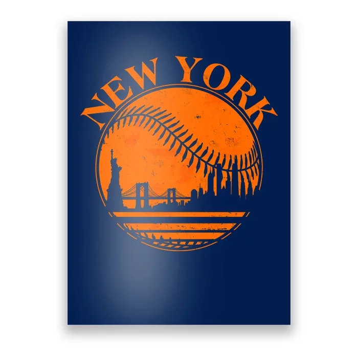 Vintage New York City Skyline Baseball Poster