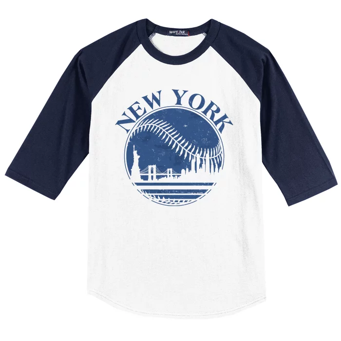 Vintage New York City Skyline Baseball Baseball Sleeve Shirt