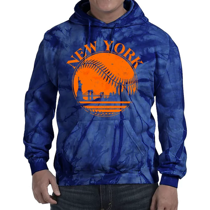 Vintage New York City Skyline Baseball Tie Dye Hoodie