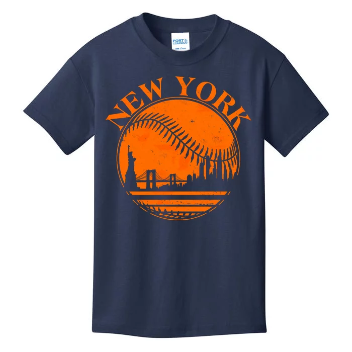 Vintage New York City Skyline Baseball Kids T-Shirt