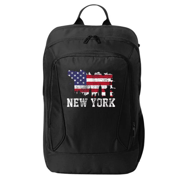 Vintage New York City Nyc Skyline Usa Flag America City Backpack