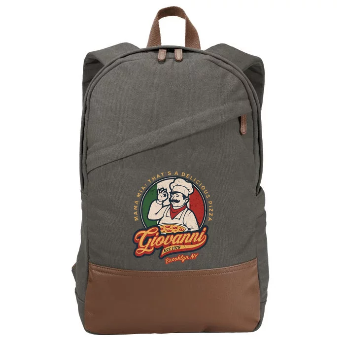 Vintage New York Pizza Retro 70s Giovanni Brooklyn Ny Cotton Canvas Backpack