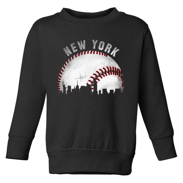 Vintage New York Skyline City Baseball Toddler Sweatshirt