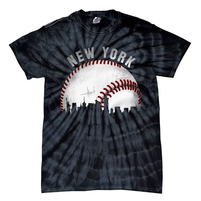 Vintage New York Skyline City Baseball Tie-Dye T-Shirt