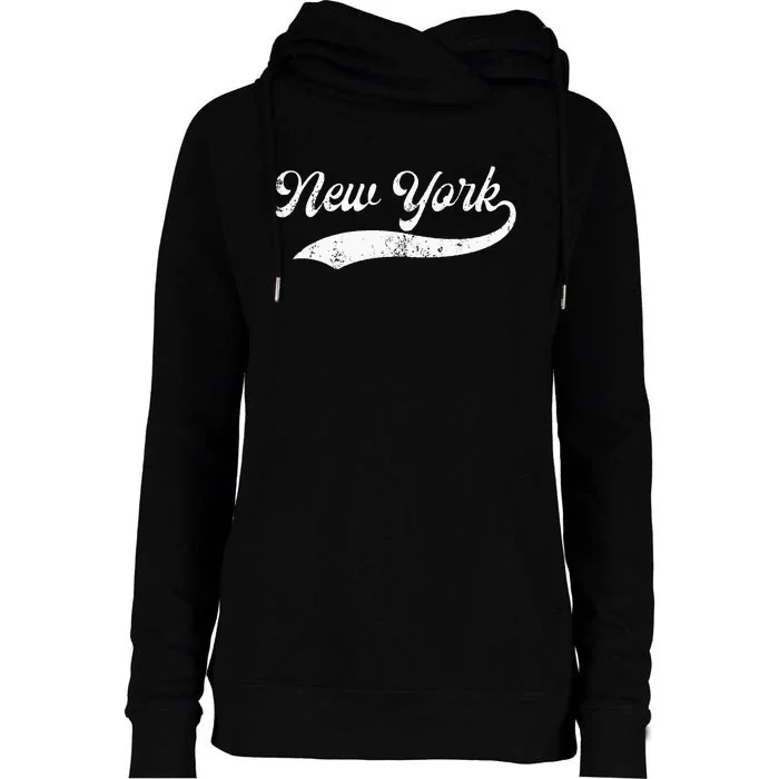 Vintage New York Distressed NY Apparel Womens Funnel Neck Pullover Hood