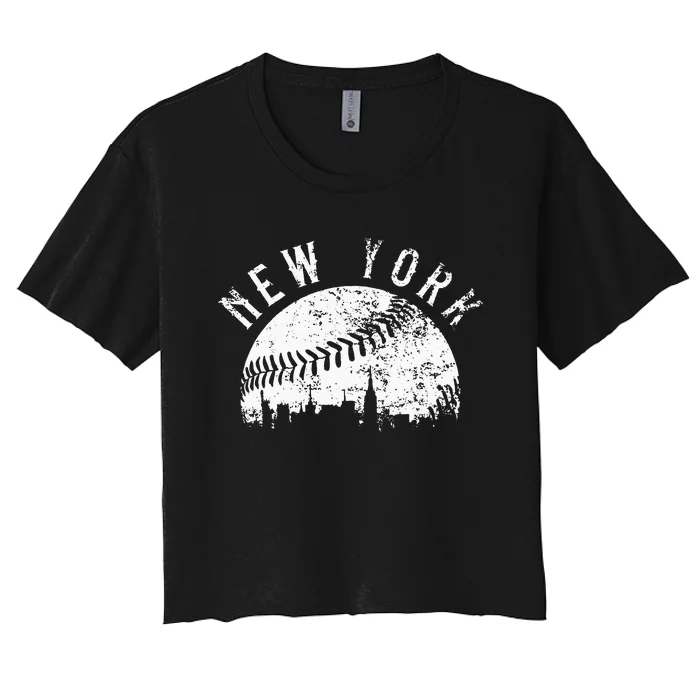 Vintage New York NY Skyline Apparel Women's Crop Top Tee