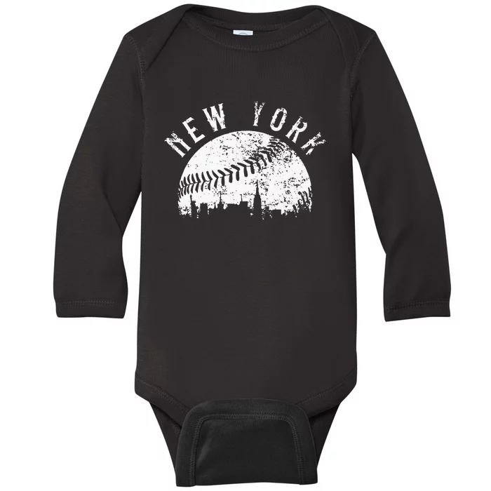 Vintage New York NY Skyline Apparel Baby Long Sleeve Bodysuit