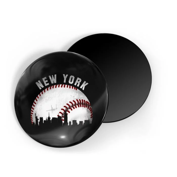 Vintage New York Skyline City Baseball Magnet