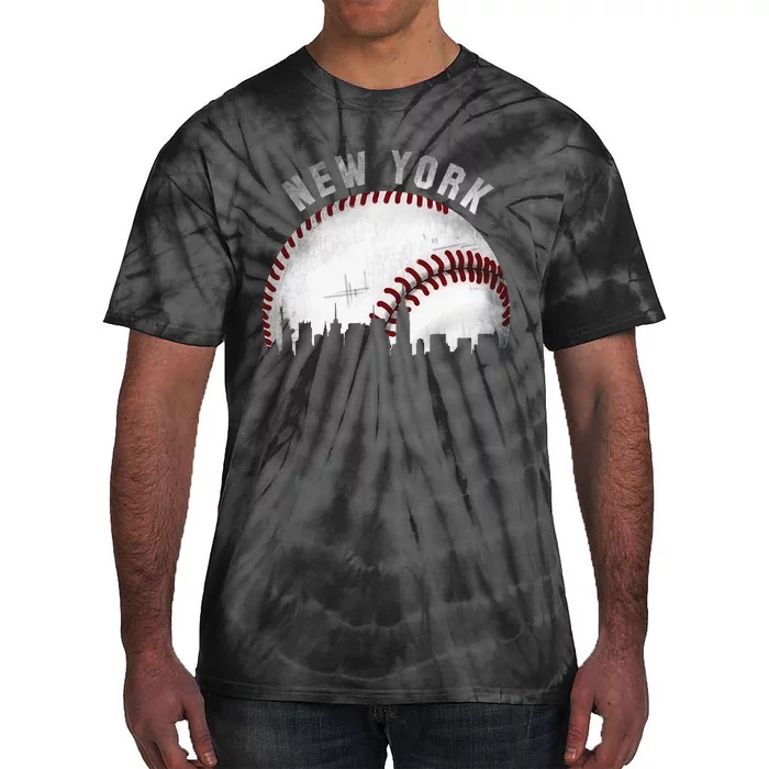 Vintage New York Skyline City Baseball Tie-Dye T-Shirt