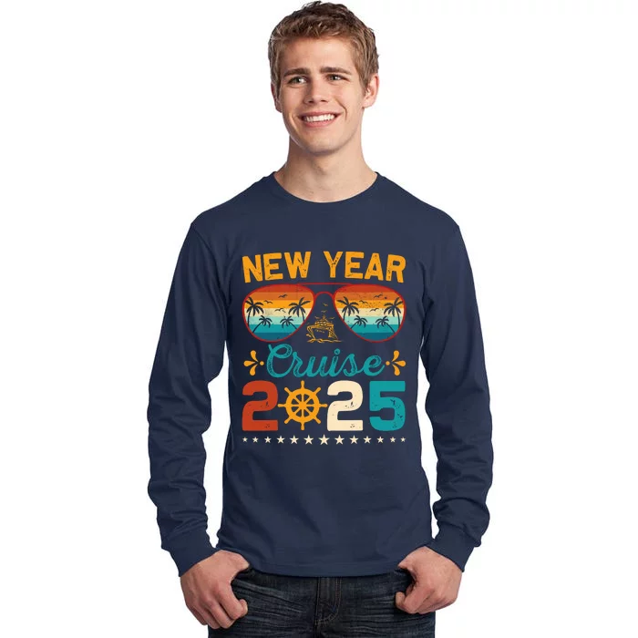 Vintage New Year Cruise 2025 Family Matching Nye Celebration Tall Long Sleeve T-Shirt