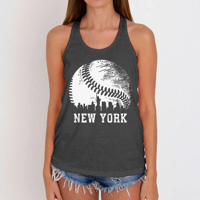 Vintage New York City Baseball Lover Women's Knotted Racerback Tank