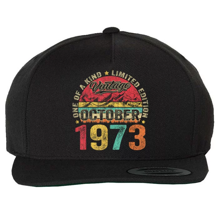 Vintage October 1973 50 Years Old 50th Birthday Gifts Wo Wool Snapback Cap