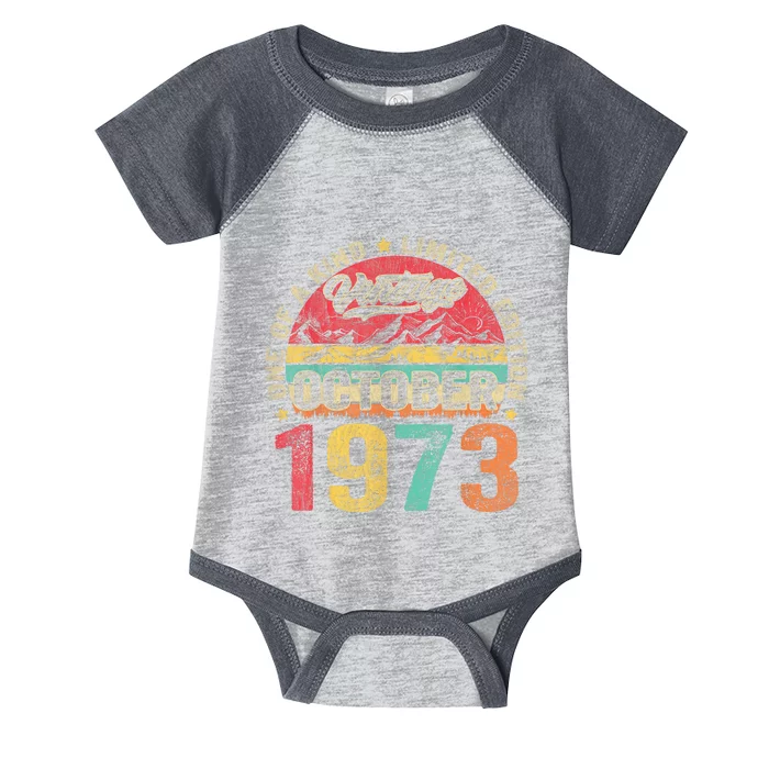 Vintage October 1973 50 Years Old 50th Birthday Gifts Wo Infant Baby Jersey Bodysuit