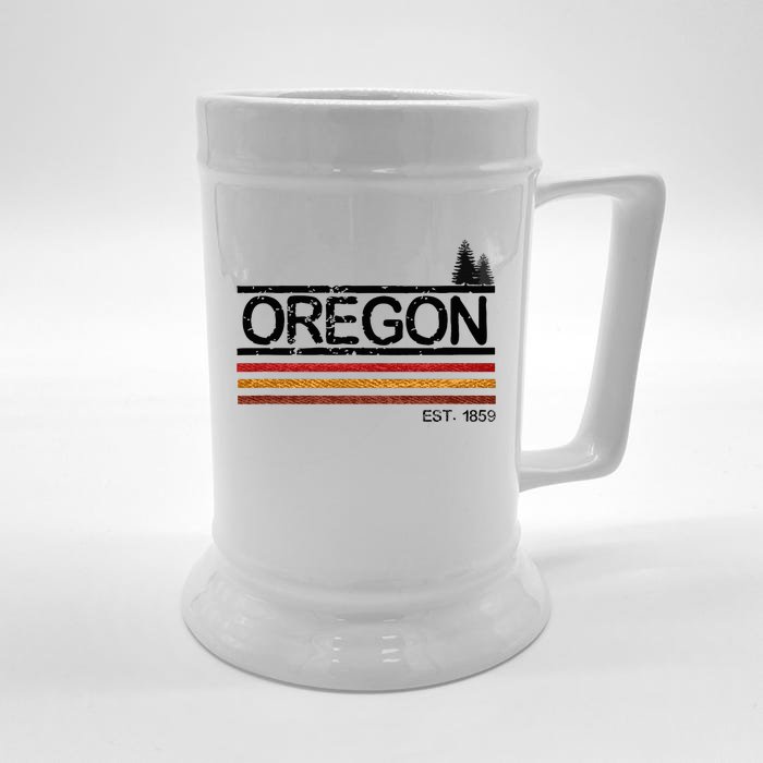 Vintage Oregon 1859 Retro Design With Trees And Stripes Front & Back Beer Stein