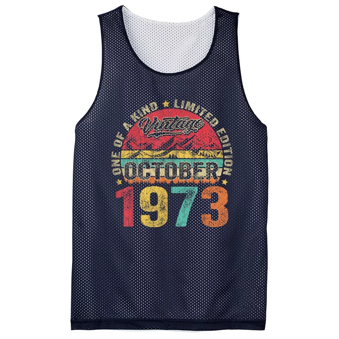 Vintage October 1973 50 Years Old 50th Birthday Gifts Wo Mesh Reversible Basketball Jersey Tank