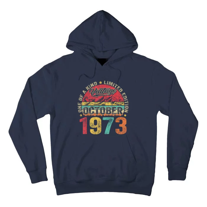 Vintage October 1973 50 Years Old 50th Birthday Gifts Wo Tall Hoodie