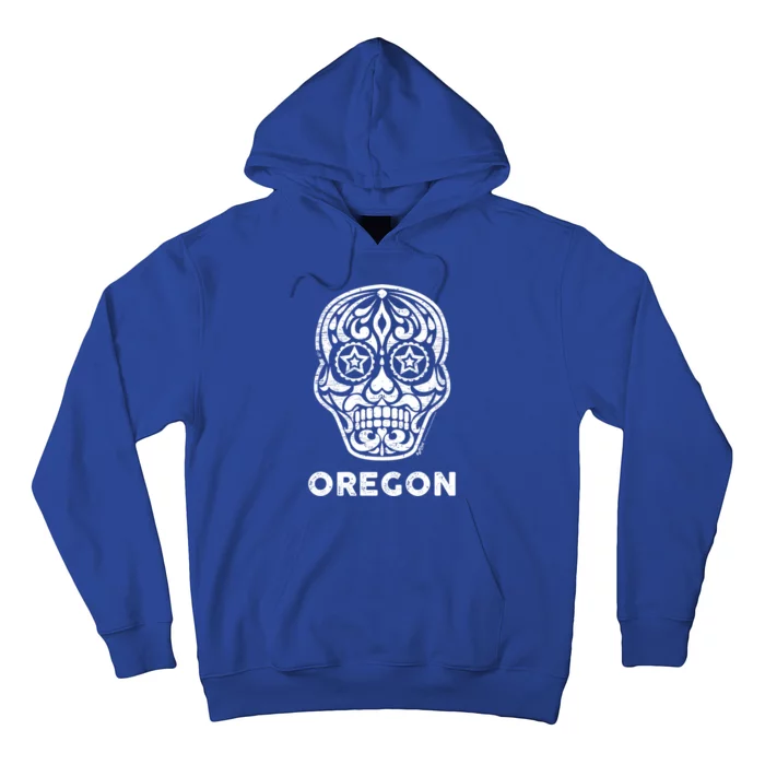 Vintage Oregon 4th Of July Sugar Skull Gift Hoodie