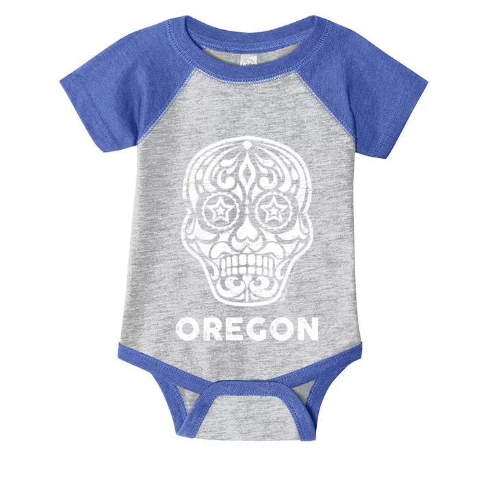 Vintage Oregon 4th Of July Sugar Skull Gift Infant Baby Jersey Bodysuit