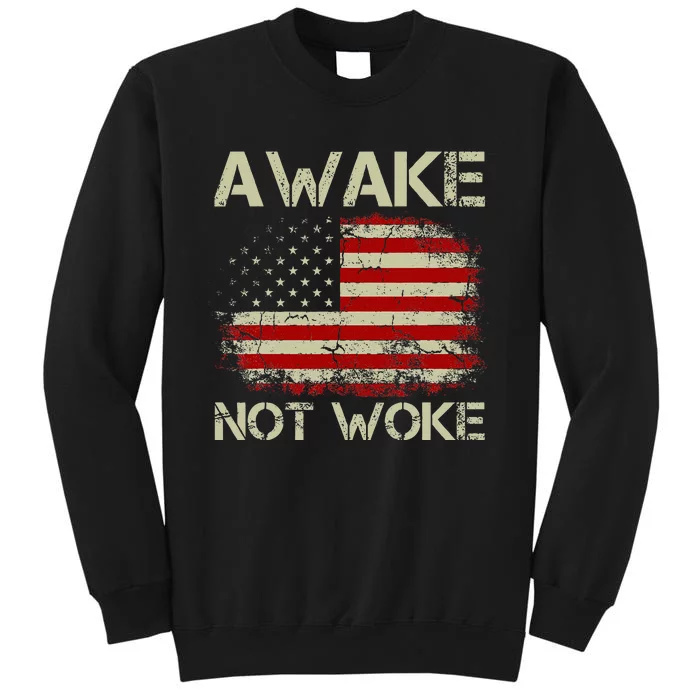 Vintage Old American Flag Awake Not Woke Sweatshirt