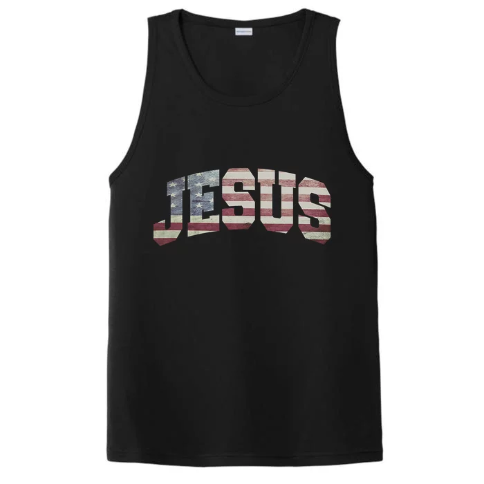 Vintage Old American Flag In God We Trust Christian Performance Tank