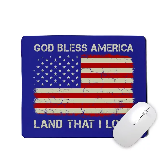 Vintage Old American Flag God Bless America Land That I Love Gift Mousepad