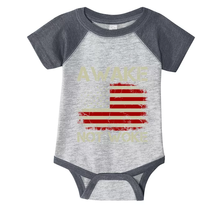 Vintage Old American Flag Awake Not Woke Infant Baby Jersey Bodysuit