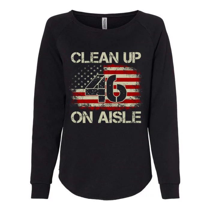 Vintage Old American Flag Patriotic Clean Up On Aisle 46 Gift Womens California Wash Sweatshirt