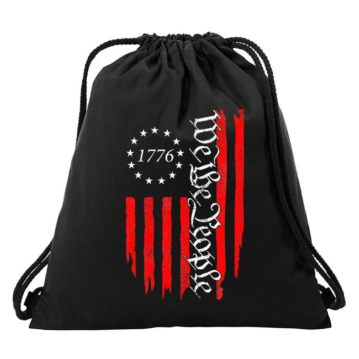 Vintage Old American Flag 4th July 1776 We The People USA Drawstring Bag