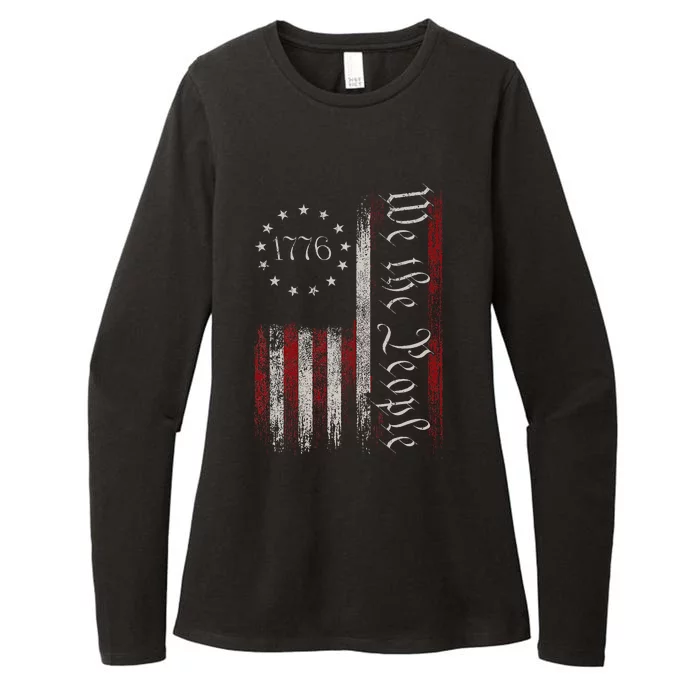 Vintage Old American Flag Patriotic 1776 We The People USA Womens CVC Long Sleeve Shirt