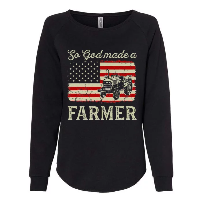 Vintage Old American Flag Patriotic So God Made A Farmer Womens California Wash Sweatshirt