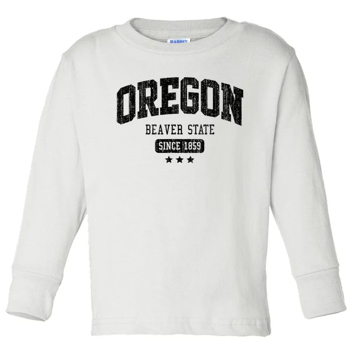 Vintage Oregon Beaver State Athletic Black Rough Toddler Long Sleeve Shirt