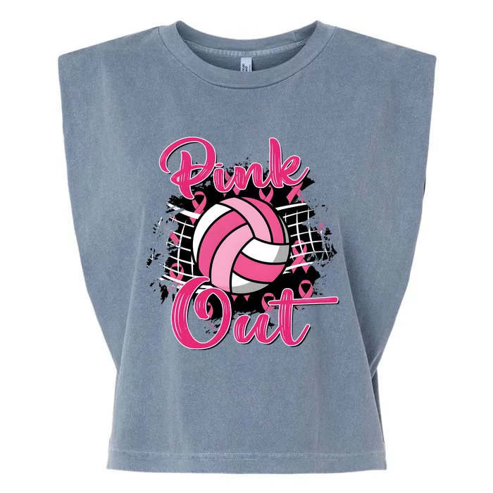 Volleyball Out Breast Cancer Awareness Garment-Dyed Women's Muscle Tee