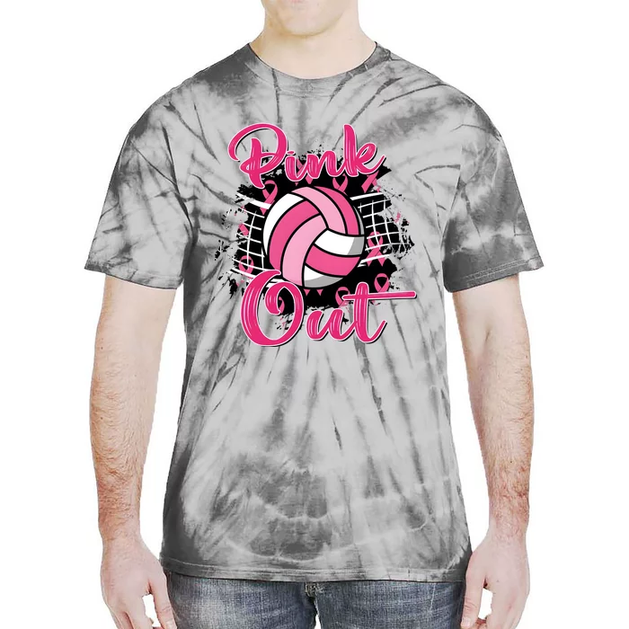 Volleyball Out Breast Cancer Awareness Tie-Dye T-Shirt