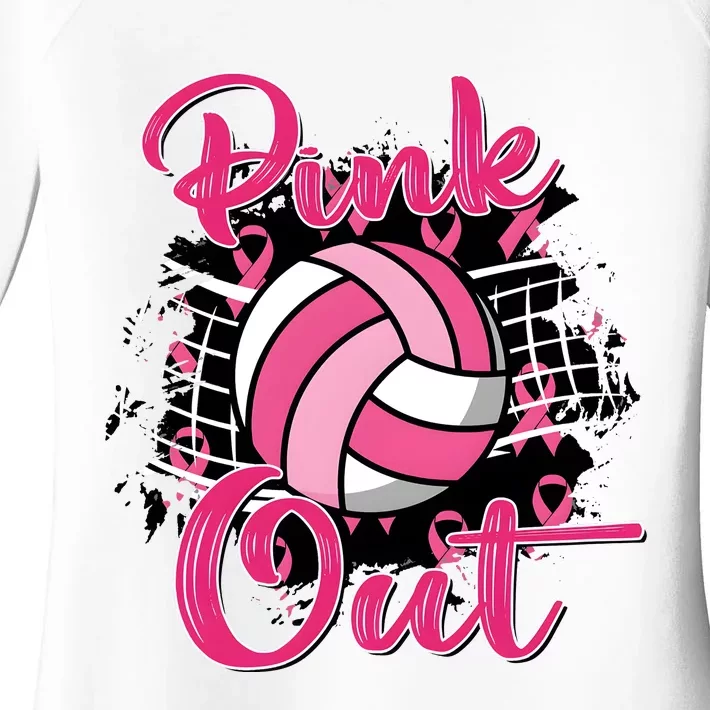 Volleyball Out Breast Cancer Awareness Women's Perfect Tri Tunic Long Sleeve Shirt