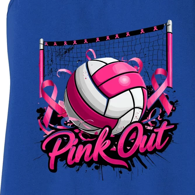 Volleyball Out Breast Cancer Awareness Ribbon Women's Racerback Tank