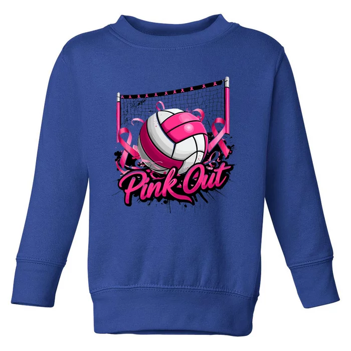 Volleyball Out Breast Cancer Awareness Ribbon Toddler Sweatshirt