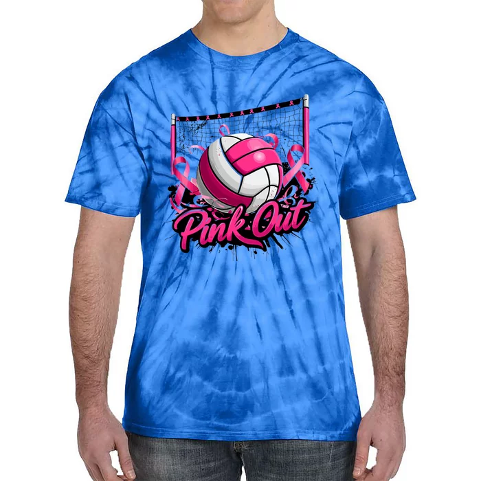 Volleyball Out Breast Cancer Awareness Ribbon Tie-Dye T-Shirt